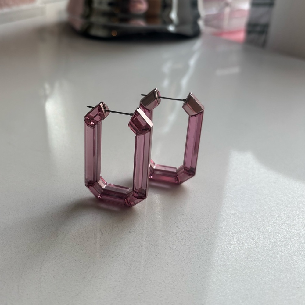 Swarovski Lucent Hoop Earrings - Pink - Picture 2 of 5